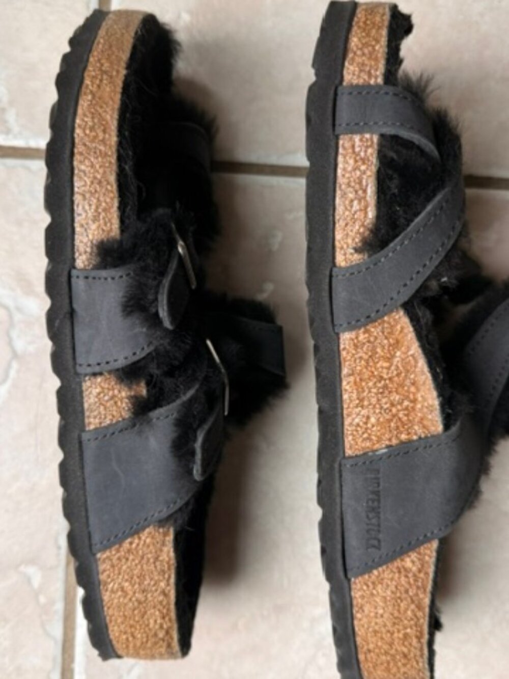 Birkenstock Mayari Shearling Thong Sandals Fur Toe Loop Germany Buckle Straps 37 - Picture 2 of 5